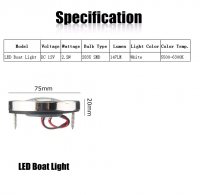 Подсветка палубы 2.2W 12V 2835SMD LED нержавейка