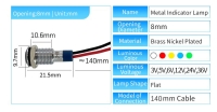 Индикатор светодиодный на панель, д. 8 мм 12-24 В